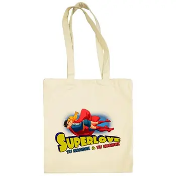 

Cloth bag Superlove love geek Valentine superheroes customizable with name