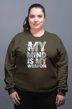 

Angemiel Wear My Mind Is My Weapon Green Women Sweatshirts