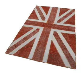 

140x215 Cm British Handmade Flag Patchwork Rug-5x7 Ft