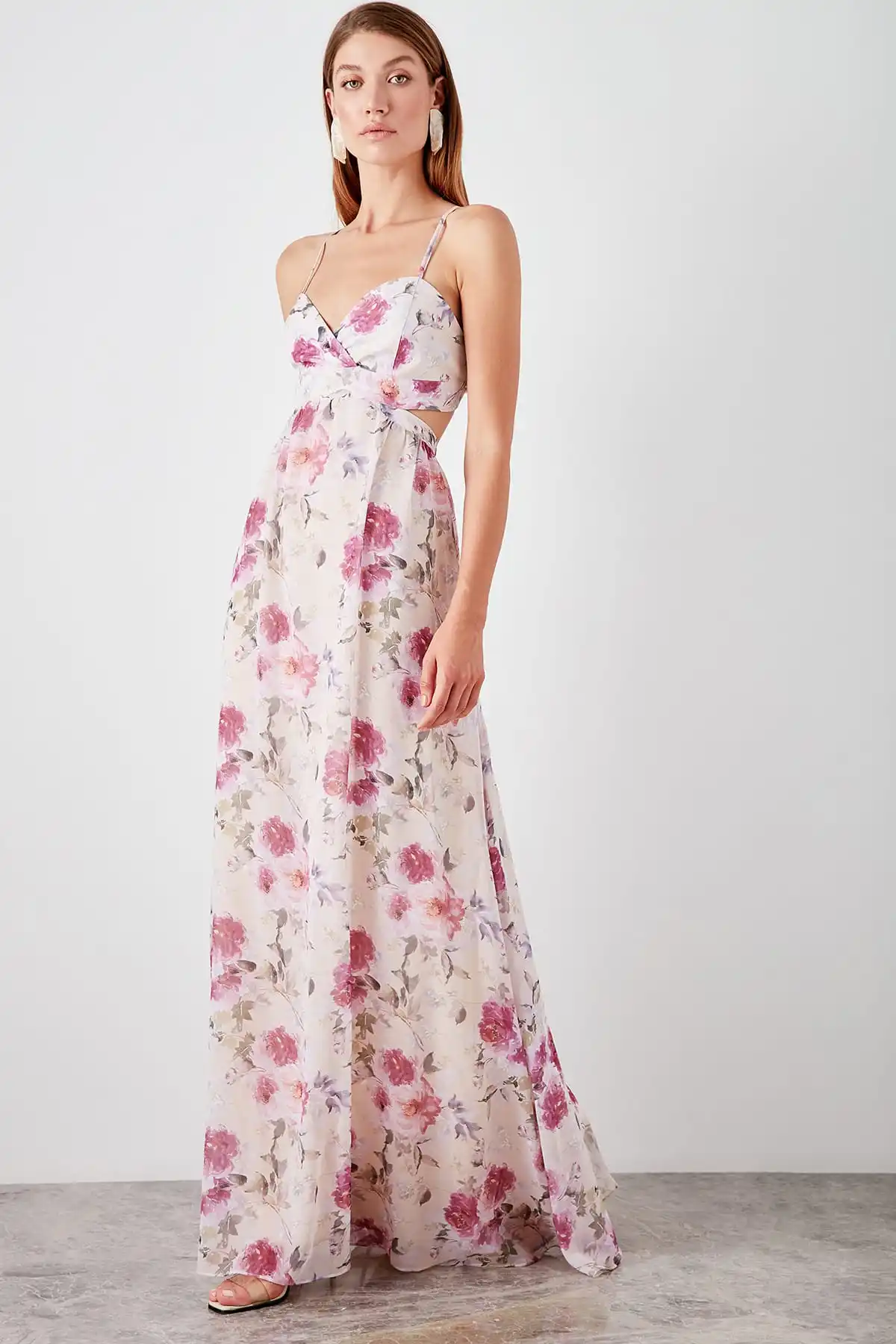 Trendyol Patterned Back Low-Cut Evening Dress TPRSS19WU0037 | Свадьбы и торжества