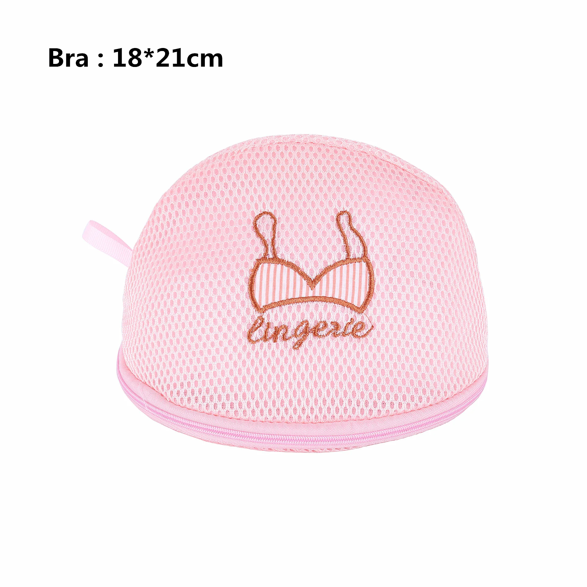 Embroidery Pink Underwear Laundry Pouch Zippered Mesh Net Socks Washing Bag  Foldable Travel Portable