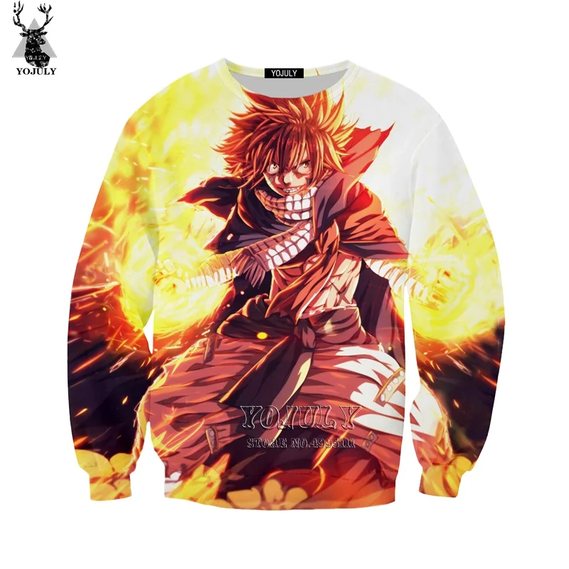 YOJULY/толстовка унисекс с 3d принтом аниме Хвост Феи Natsu Dragneel Lucy Толстовки Harajuku