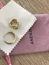 ANENJERY-pendientes de arco circular de Plata de Ley 925, joyería Retro Simple, regalo de San Valentín para pareja, S-E1373 al por mayor