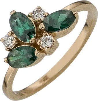 

Aloris ring with emeralds and cubic zirconia in red gold