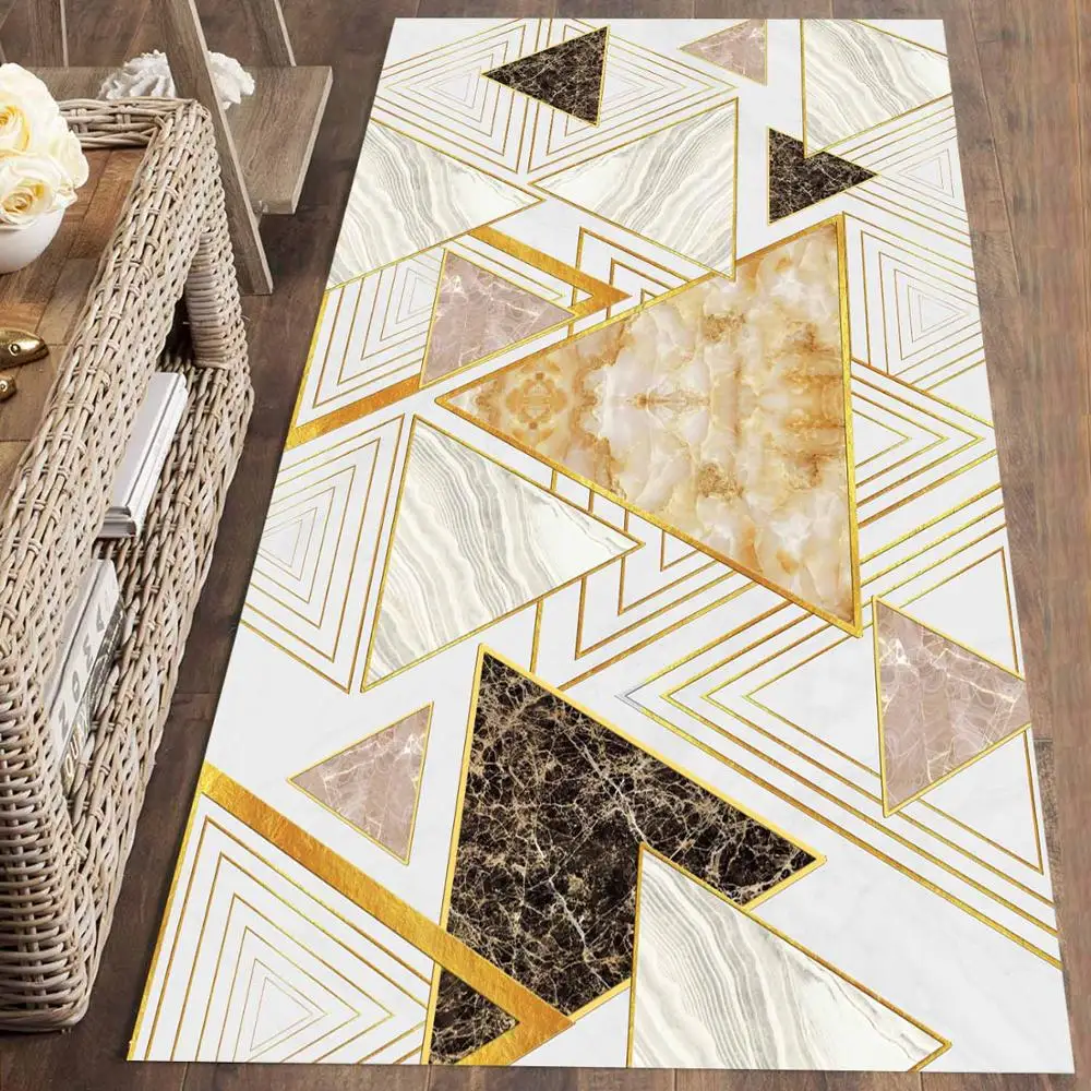 Else коричневый желтый бежевый треугольники геометрические 3d принт нескользящие микрофибры Моющиеся бегунок Коврики для прихожей