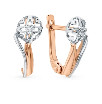 

Gold earrings with diamonds sunlight sample 585