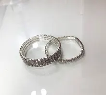 Pulsera elástica con diamantes de imitación de cristal para mujer, brazalete de oro ostentoso, joyería nupcial para boda, 4/5/8 filas