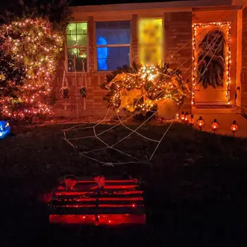 

Giant Spider Round Web 5m Big Spider Stretch Cobweb Yard Halloween Decorations Outdoor Party Horror Spider Web