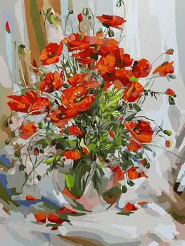 

Bouquet of poppies 30*40 cm painting coloring by numbers on canvas Snow White 035-as