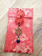 Sobre rojo chino de bettrothal, bolsa de regalo, bolsillo de dinero Floral exquisito, bolsas de borlas de boda con brocado de alta calidad, paño de nudo