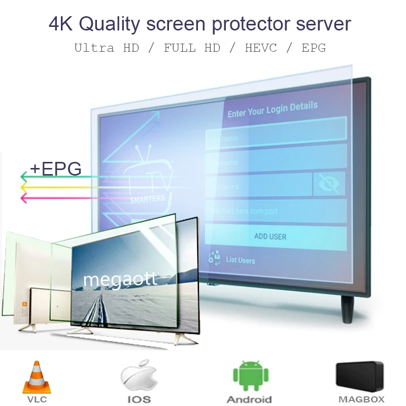 Megaott-protector de pantalla ip para tv, compatible con todos los dispositivos, xxx