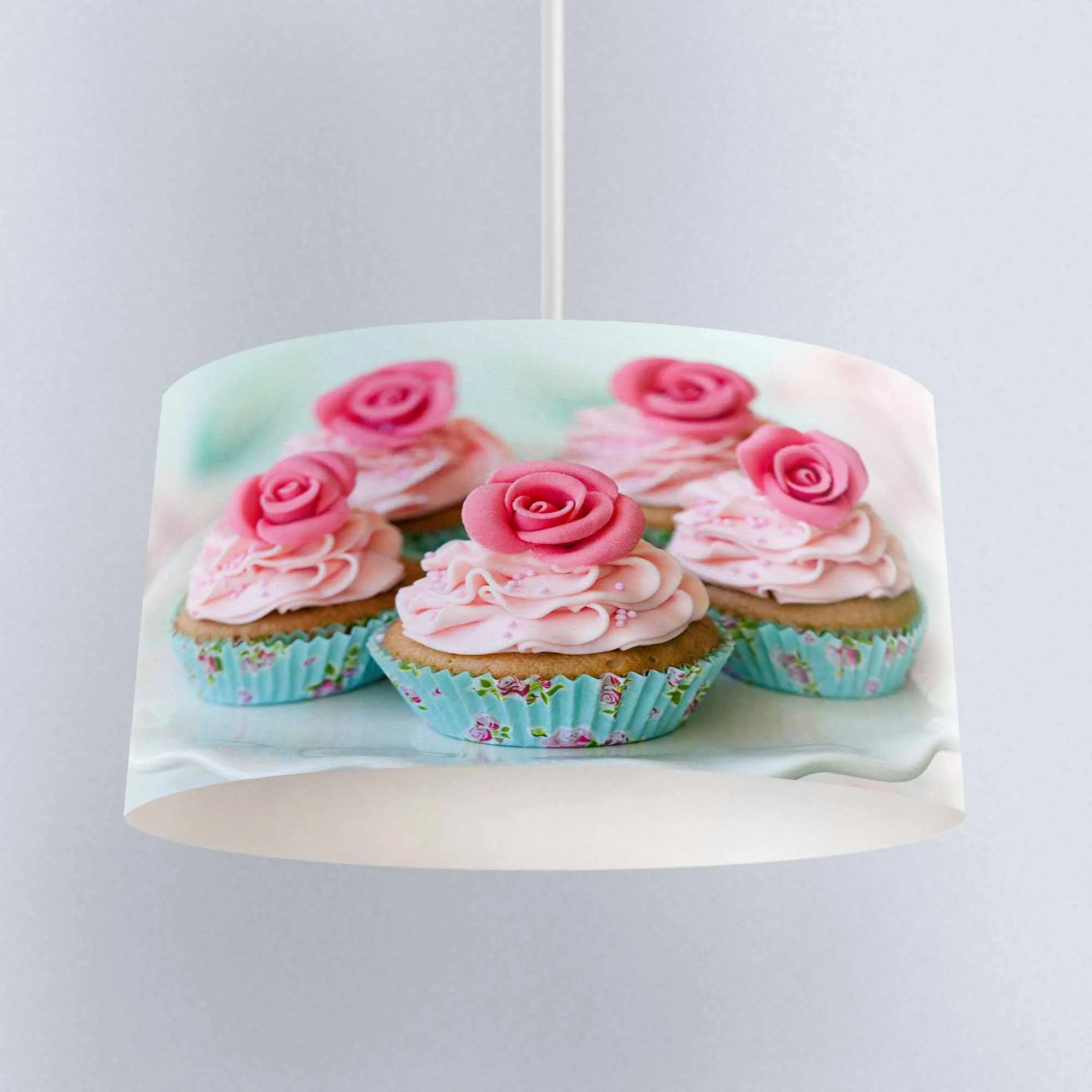 

Else Blue Pink Roses Cup Cakes Sweet Printed Fabric Kitchen Chandelier Lamp Drum Lampshade Floor Ceiling Pendant Light Shade