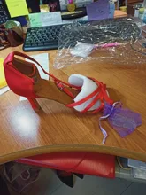 Zapatos de salón de baile latino para mujeres/niñas/señoras, Tango y Salsa, tacón alto, satén, Blanco PU, rojo, profesional, nuevo