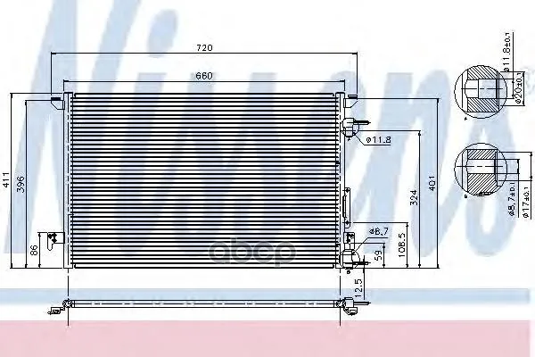 Конденсер Opel Vectra C 1.6-3.2 02- Nissens 94597 Nissens арт. 94597