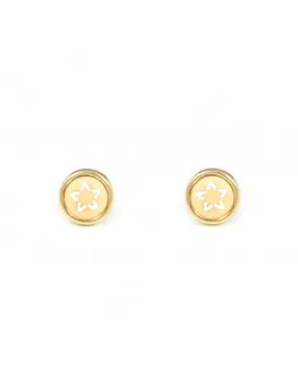

Gold Girl earrings Round openwork Star matte and shimmer