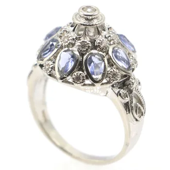 

20x18mm SheCrown 3D Created New Stone Iolite CZ Gift For Sister Jewelry Making Silver Rings