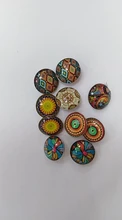 10 unids/lote Nuevo vidrio Snap mezclados, hermosa flor de algodón patrón exótico de cristal de 18mm botones para DIY, brazalete pulsera