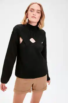 

Trendyol Black Mesh Detailed Knitwear Sweater TWOAW20NV0005