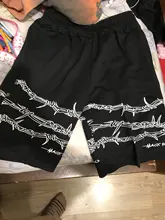 Pantalones cortos Harajuku para hombre y mujer, ropa de calle con patrón de cadena de hierro, holgados, de cintura elástica, para monopatín, Hip-hop