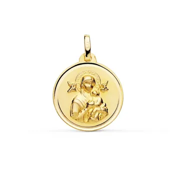 

Medal 18k gold Perpetual Virgin Relief 18mm. Smooth fence bezel