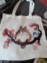Totoro-Bolsa de compra de alimentos de algodón reutilizable, bolsa de tela reutilizable
