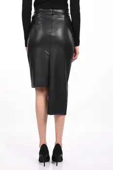 

Markapia Asymmetrical Leather Skirt