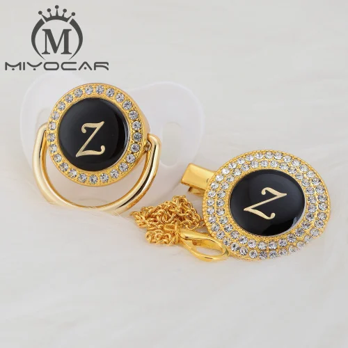 MIYOCAR Начальная Буква Z имя Элегантный Серебряный bling соска и пустышка Клип BPA бесплатно пустышка bling уникальный дизайн SGS пройти LZ - Цвет: LZ-2   0-6M