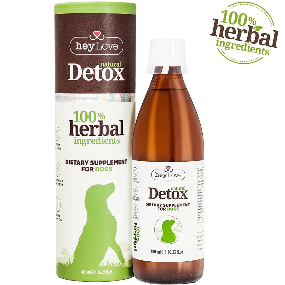 heyLove Natural Detox Herbal Dietary Supplement for Dogs Distilled