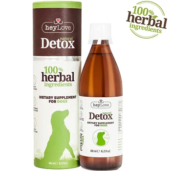 

heyLove Natural Detox Herbal Dietary Supplement for Dogs – Distilled Herbal Water for Pets 100% Natural & Non-Toxic Formula