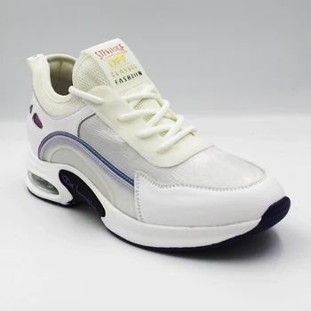 

Women's White High Sole Genuine Leather Sneakers GUJA20K374-2