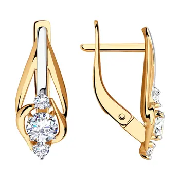 

Sokolov drop earrings with stones in gold with cubic zirconia, fashion jewelry, 585, women's male, long earrings
