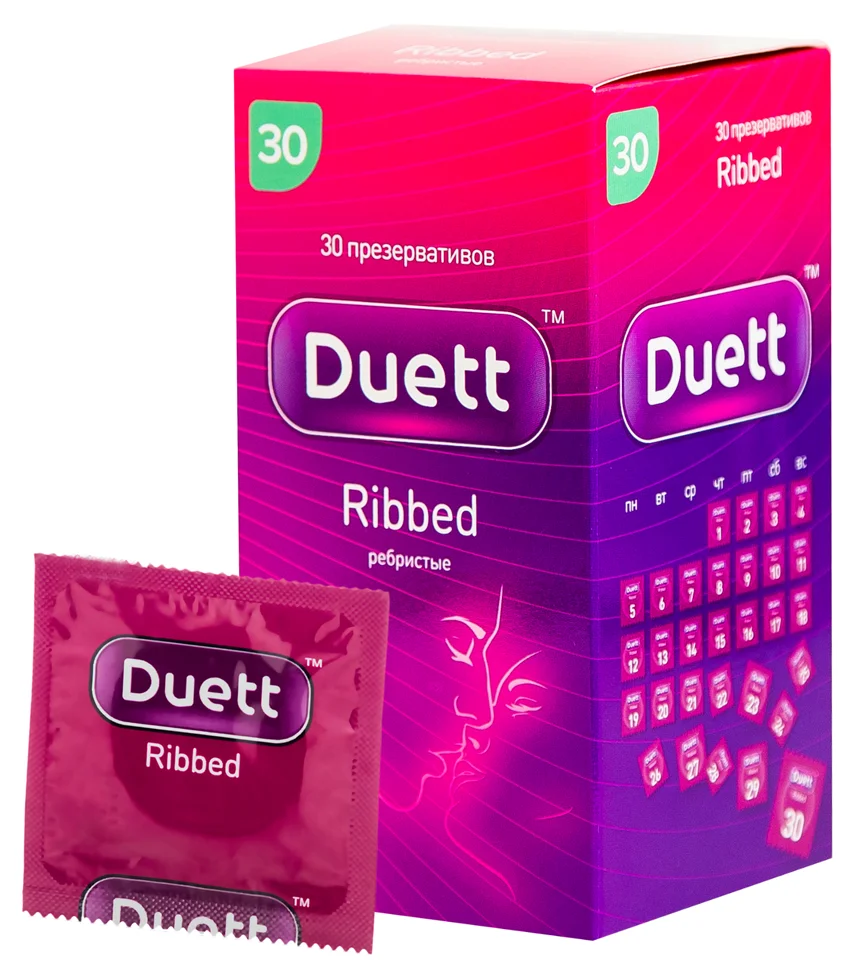 Презервативы DUETT ribbed Дует ребристые №30 (И) | Красота и здоровье