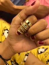 Conjunto de 7 anillos para articulaciones Punk para mujer, joyería minimalista geométrica, anillo dorado redondo de Metal, accesorios para fiesta de boda