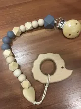 Mordedor de madera orgánico para bebé, mordedor en forma de Animal Natural, juguete de dentición, cuentas de silicona, regalo para bebé recién nacido, 2 uds.