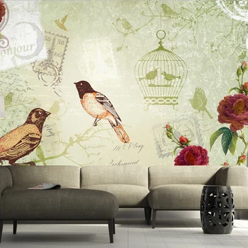 

Wall mural-Vintage birds - 250x175 cm