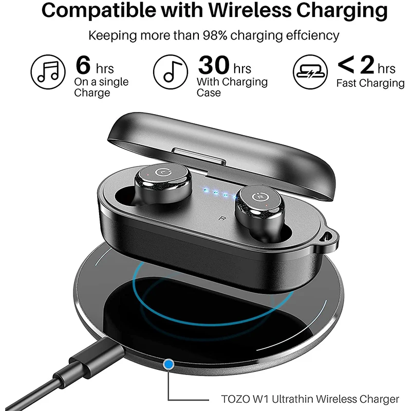 Fones de Ouvido sem Fio com Graves Água para Esportes Premium com Ipx8 à Prova Tozo Bluetooth Profundos Tws Estéreo Som Dwaterproof T10 5.0 - Image 6