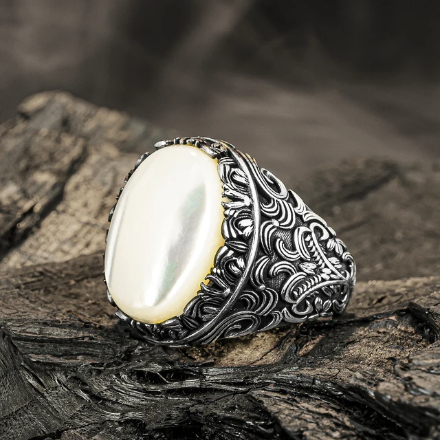 Mother of Pearl Stone Ring, Antique Mother of Pearl, English Ring, Round  Stone Jewelry, Flower Ring, 925 Real Silver Sterling,gift for Her - Etsy