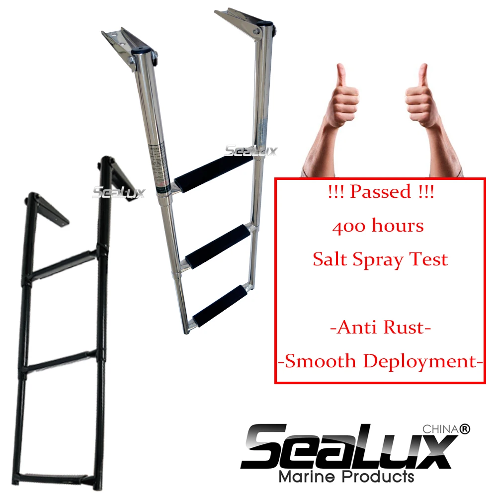 

Sealux Boat Accessories Marine 3 Step Stainless Steel Telescoping Ladder Swim Step Over Platform passed 400h salt spray test