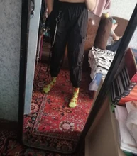 QWEEK Punk pantalones de las mujeres camisetas Hippie cadena bolsillos de talla grande negro Capris pantalones Harajuku de talla grande pantalones Hip Hop