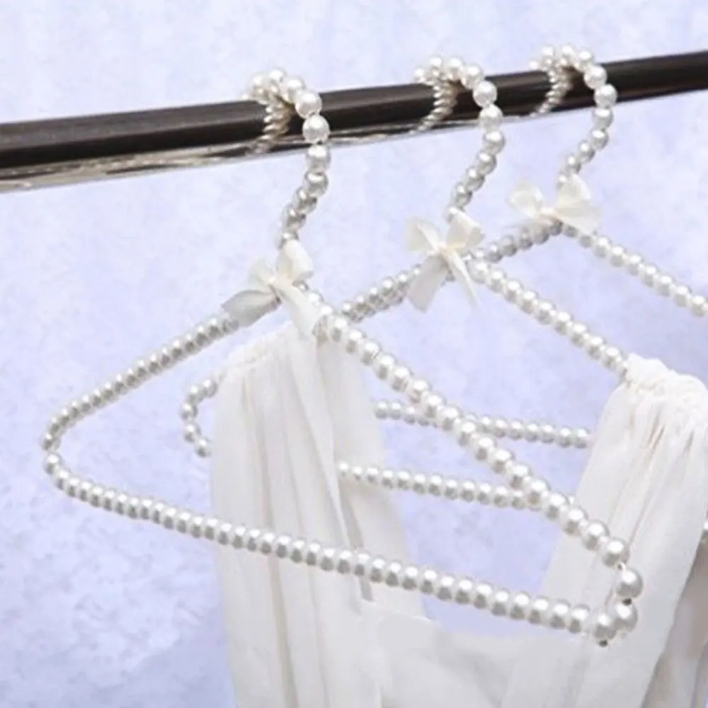 1/2/5/10pcs 40x23cm Clothes Pearl Hanger Plastic Beaded Bow Clothes