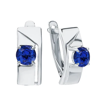 

Silver earrings with sapphires synthetic sunlight sample 925