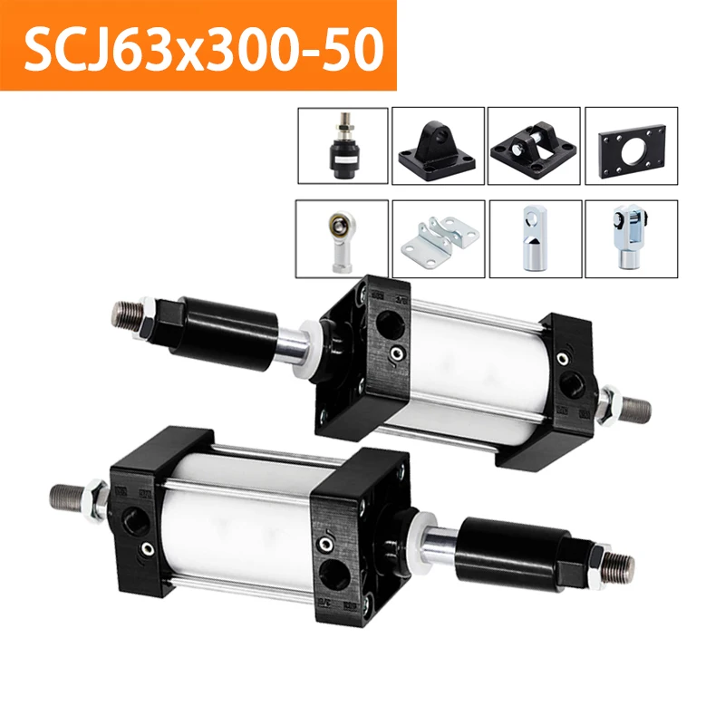 

SCJ63x300-50 Standard Pneumatic Cylinder Bore 63mm Double Acting Air Cylinders Adjustable Stroke 250-300mm Large Thrust