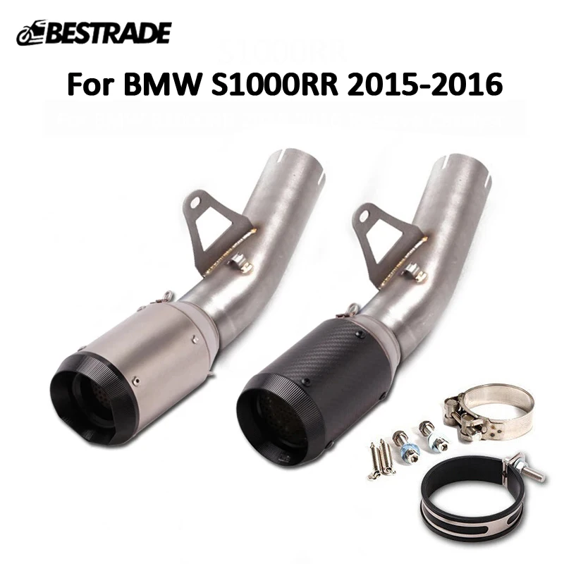 Silenziatore Di Scarico Moto 60Mm Slip On Mid Link Tube Per Bmw S1000Rr 2015 2016 No Db Killer Acciaio Inossidabile In Fibra Di Carbonio