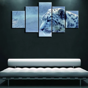 

WINTER LEOPARD PORTRAIT - 5 PIECE PAINTING