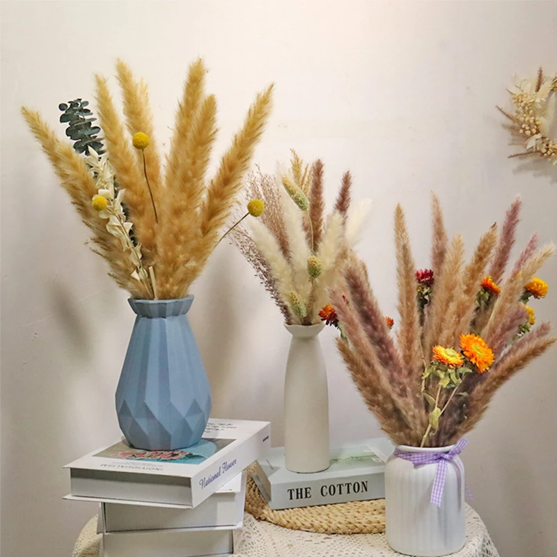乾燥した花で保存された植物の葉 草 ウサギの小頭が付いた乾燥した天然植物の花 結婚式の配置 Aliexpress