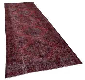 

143x388 Cm Red Handmade English Over Dyed Runner Rug-5x13 Ft