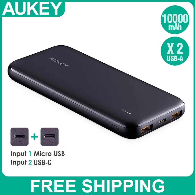 Final Fundament Ved en fejltagelse Aukey Pb-n73 Power Bank 10000mah Portable Charging Powerbank Usb External  Battery Charger For Phone - Power Bank - AliExpress