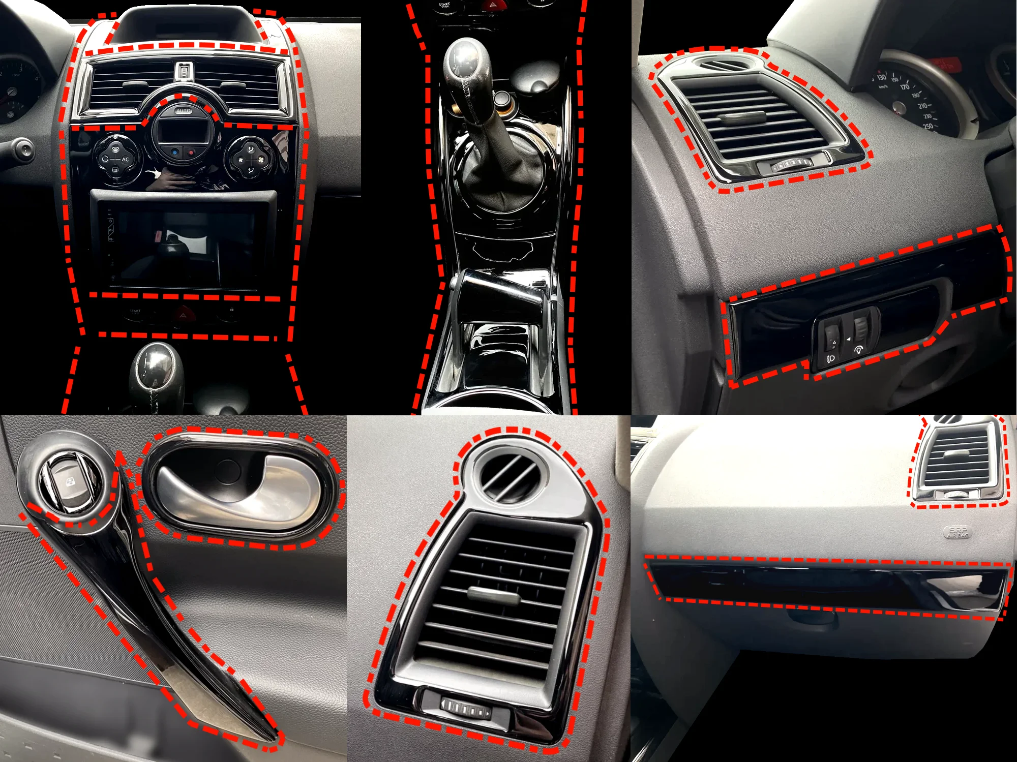 Kit de salpicadero Renault 2, juego completo, pegatinas interiores, revestimiento, cubierta, vehículo, accesorios de coche, cubierta embellecedora, Torpedo|Molduras interiores| - AliExpress