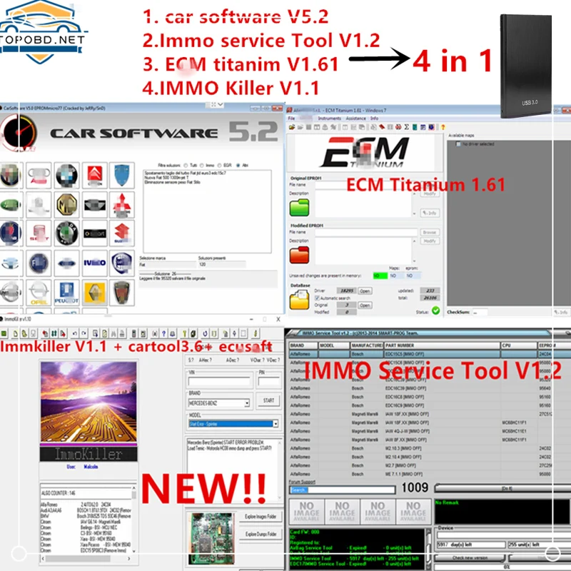 2021 Vendita Calda Software Per Auto V5.2 Immo Off Software V1.1Immo Service Tool V1.2 Ecm Software In Titanio Software Ecu 4 In 1