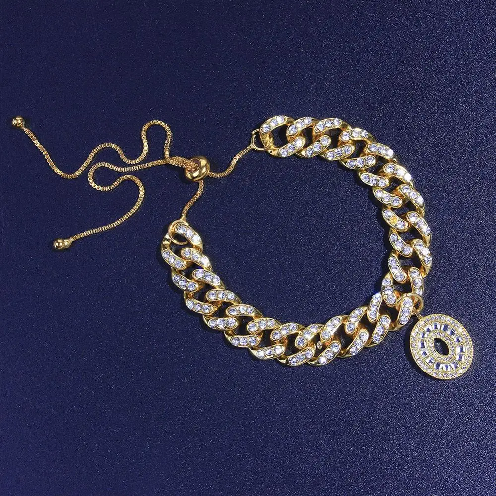 12mm DIY Layered Initial Cuban Link Chain Iced Out Anklets for Women Cuban Anklet Ankle Bracelet Stainless Steel Jewelry